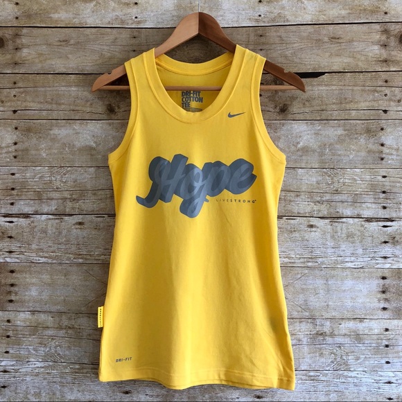 Nike Tops - Nike Yellow Livestrong Dri-Fit Cotton Tank